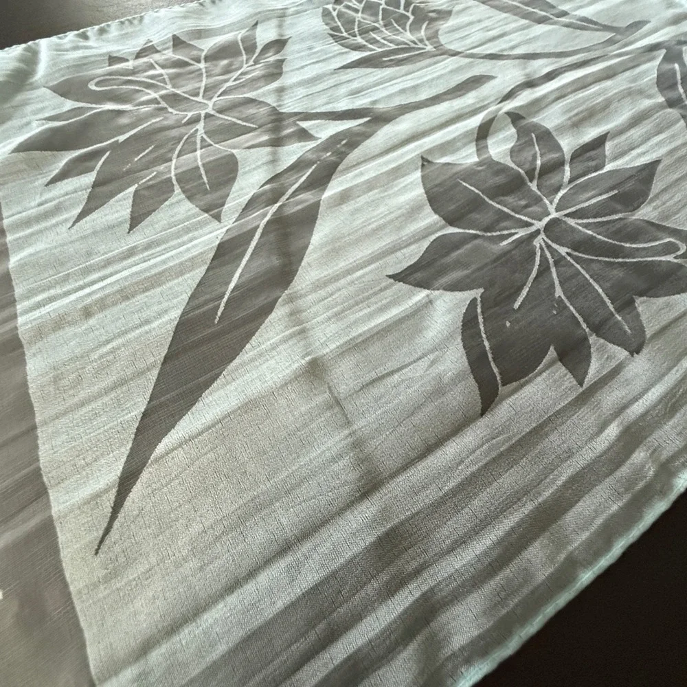 Vintage Geometric and‎ Floral Silk Scarf Set Blue Yellow Grey Rectangular